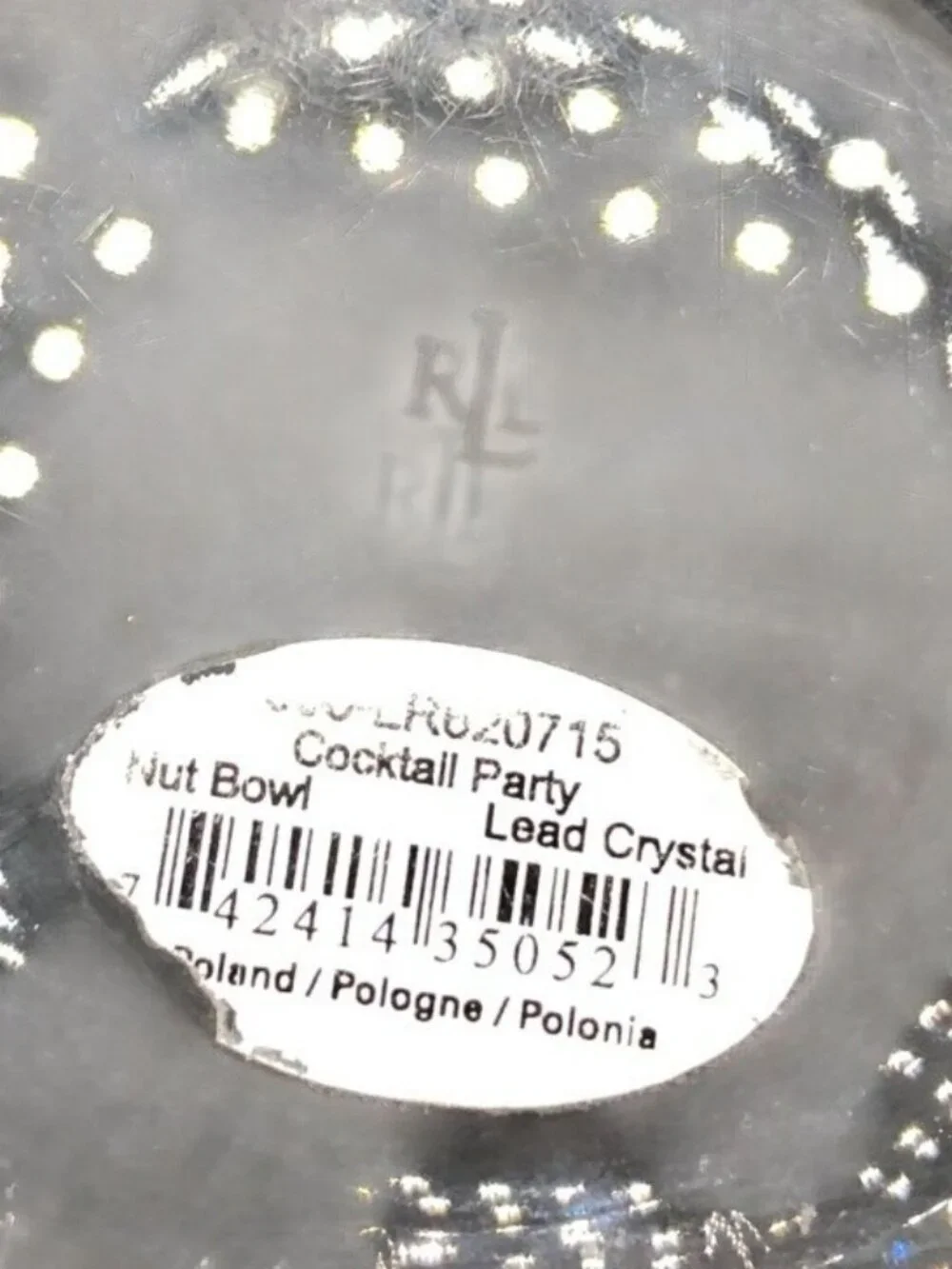 Ralph Lauren Lead Crystal Cocktail Nut Bowl Candy Dish 5.5 x 2.5 in. 1.5 lbs